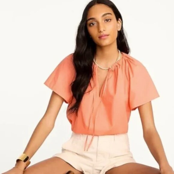 NWT! J.Crew White Poplin Tie Neck Top - XXS - Picture 2 of 2